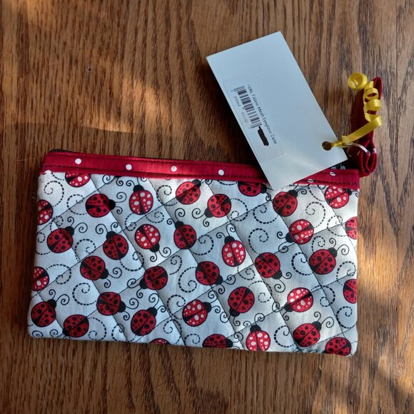 NWT Quilted Ladybug Zippered Pouch Wallet Coin Purse Glasses Case - Picture 1 of 13